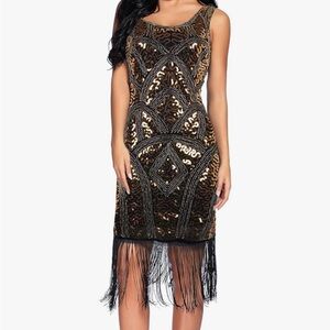 Glamorous Black and Gold Sequin Mini Dress